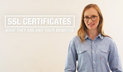 Screenshot of the SSL certificates video, showing a lady on soft background