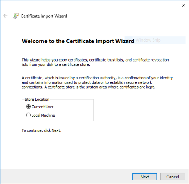 Windows Import Client Certificate