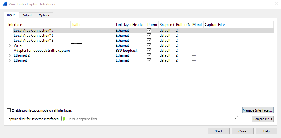 Wireshark capture network traffic