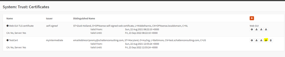 OPNSense Trust Certificates