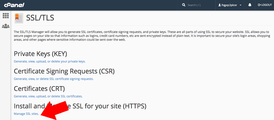 cPanel manage install ssl