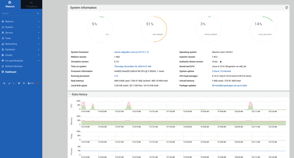 webmin Dashboard